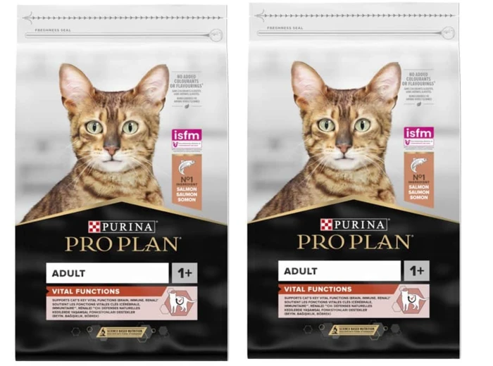 2 שקי פרו פלאן מזון יבש ומלא לחתול סלמון 3 ק"ג