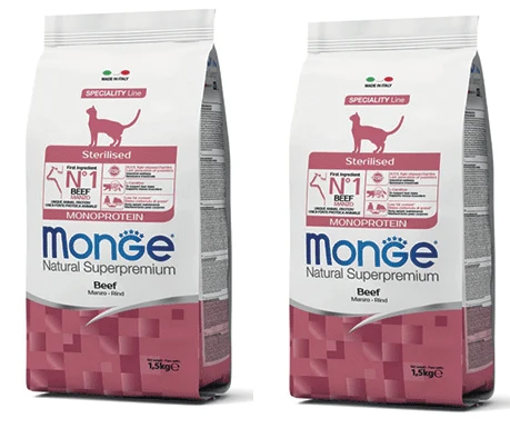 2 שקי אוכל לחתולים מונג' מונו אדולט בקר סטרילייז 1.5 ק"ג