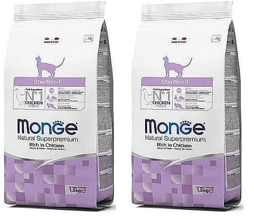 2 שקי אוכל לחתולים מונג' סטרילייזד עוף 1.5 ק"ג