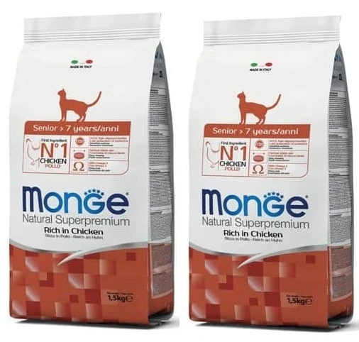 2 שקי אוכל לחתולים מונג' סניור עוף 1.5 ק''ג