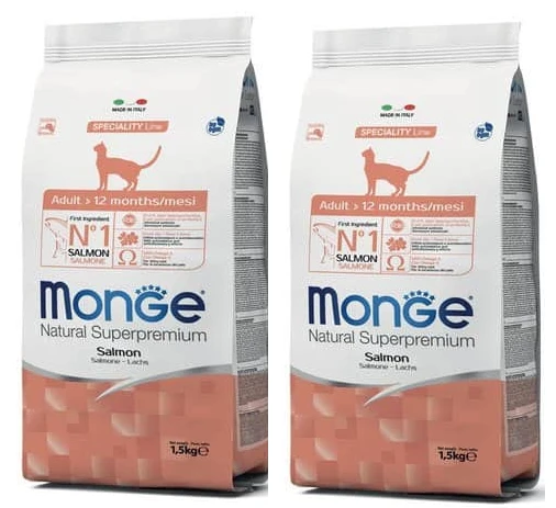 2 שקי אוכל לחתולים בוגרים מונג' סלמון 1.5 ק"ג