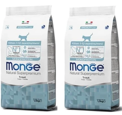 2 שקי אוכל לגור חתולים מונג' מונו קיטן דג קוד 1.5 ק"ג