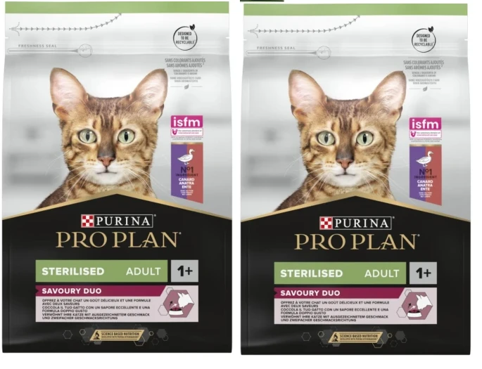 פרו פלאן Savoury Dou מזון יבש ומלא לחתול מסורס/מעוקר עשיר בחלבון ברווז וכבד 3 ק"ג