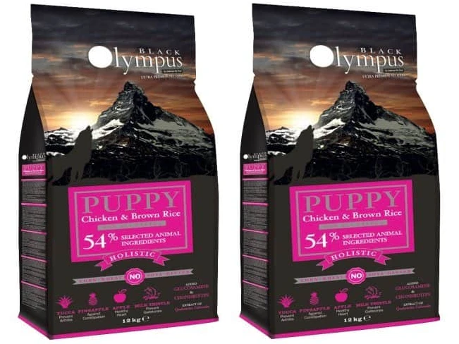 2 שקי בלאק אולימפוס מזון לגורי כלבים עוף ואורז חום 12 ק"ג ורוד