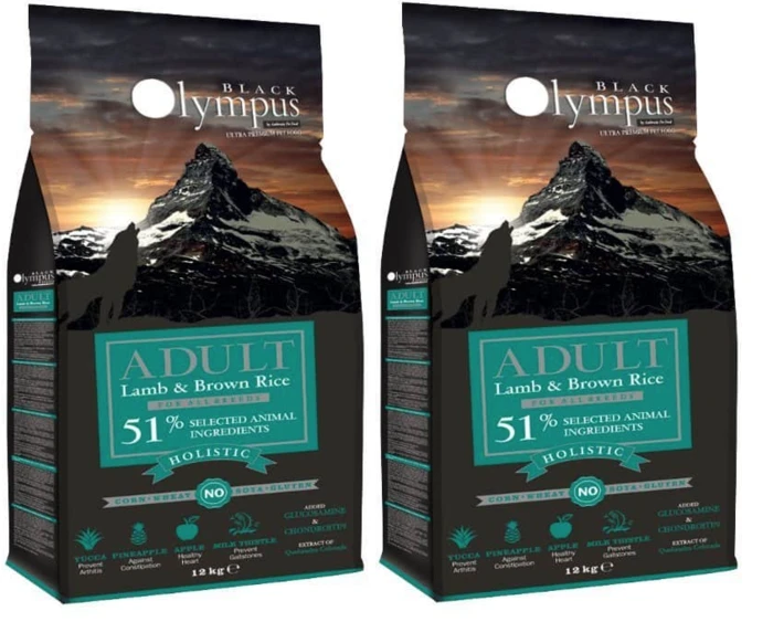 2 שקי אוכל לכלבים בלאק אולימפוס כבש ואורז חום 2 ק"ג