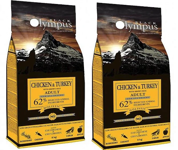 2 שקי אוכל לכלבים בלאק אולימפוס עוף ואורז חום 2 ק"ג
